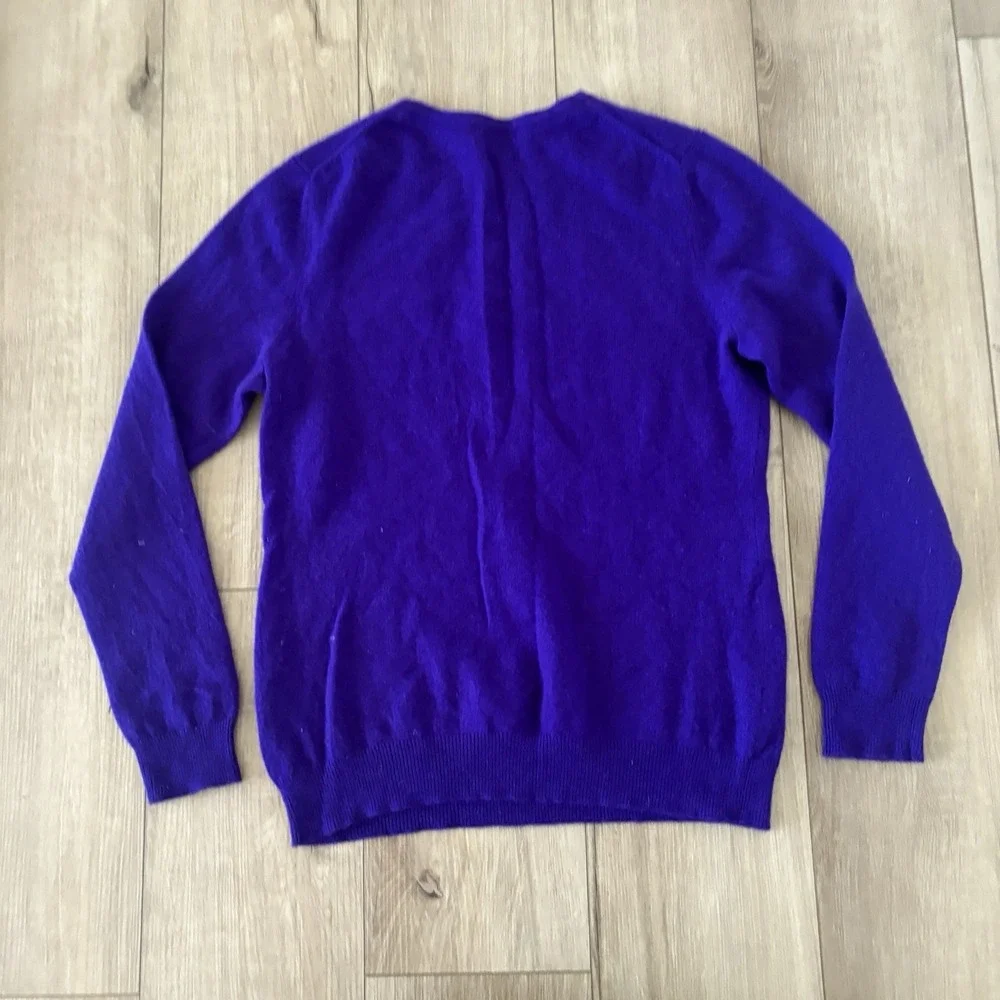 Charter Club Luxury 100% Cashmere Purple Crew Neck Pullover Sweater Womens Large